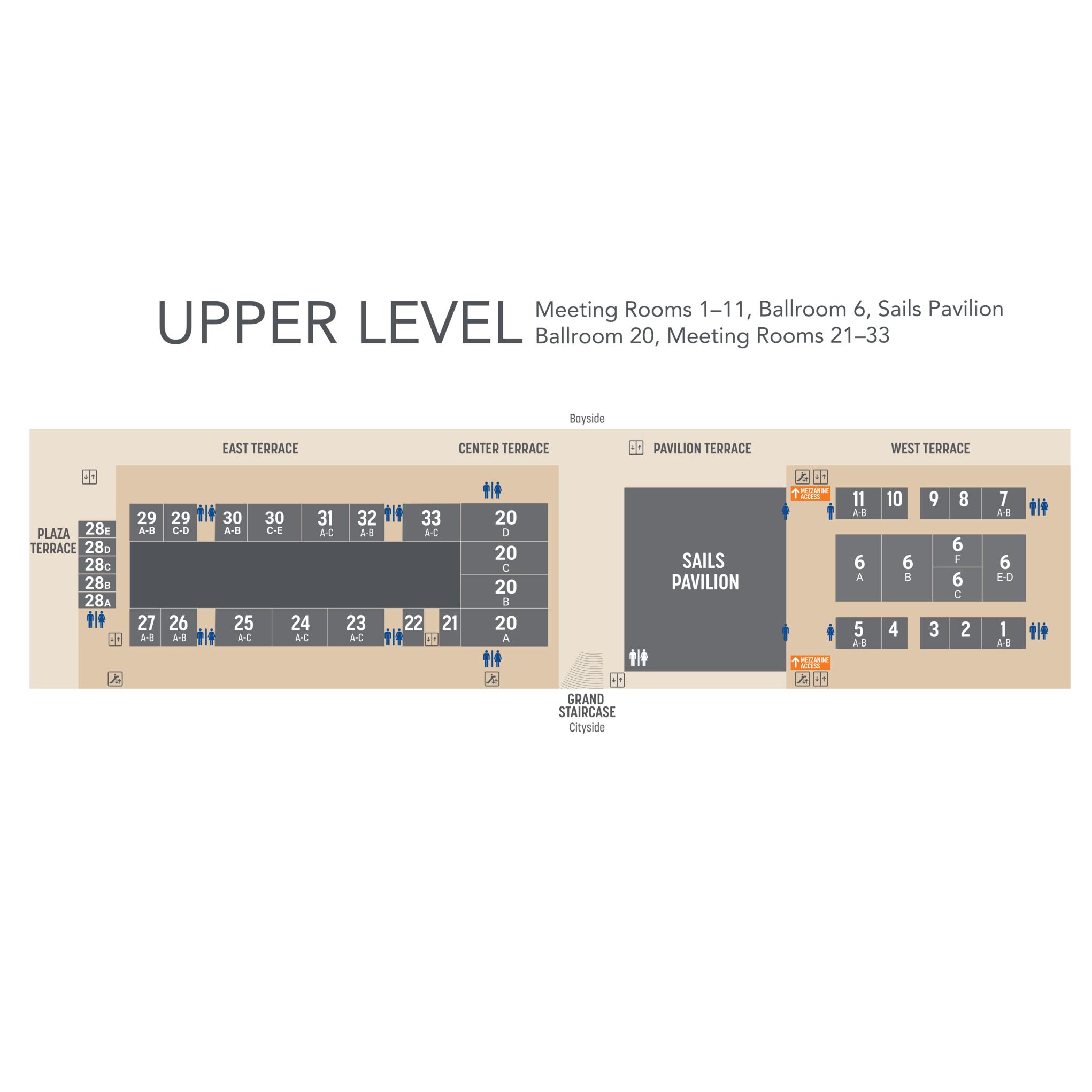 SDCC Upper Level - Educational Sessions, Meeting App Help, Overflow, E-posters, Cafe Express